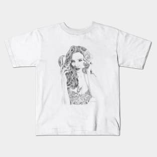 Medusa pin up babe ink drawing Kids T-Shirt